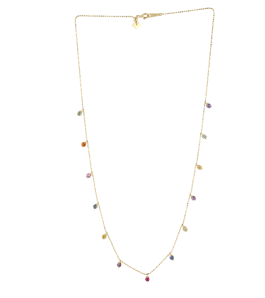 Rainbow Sapphire Drop Necklace