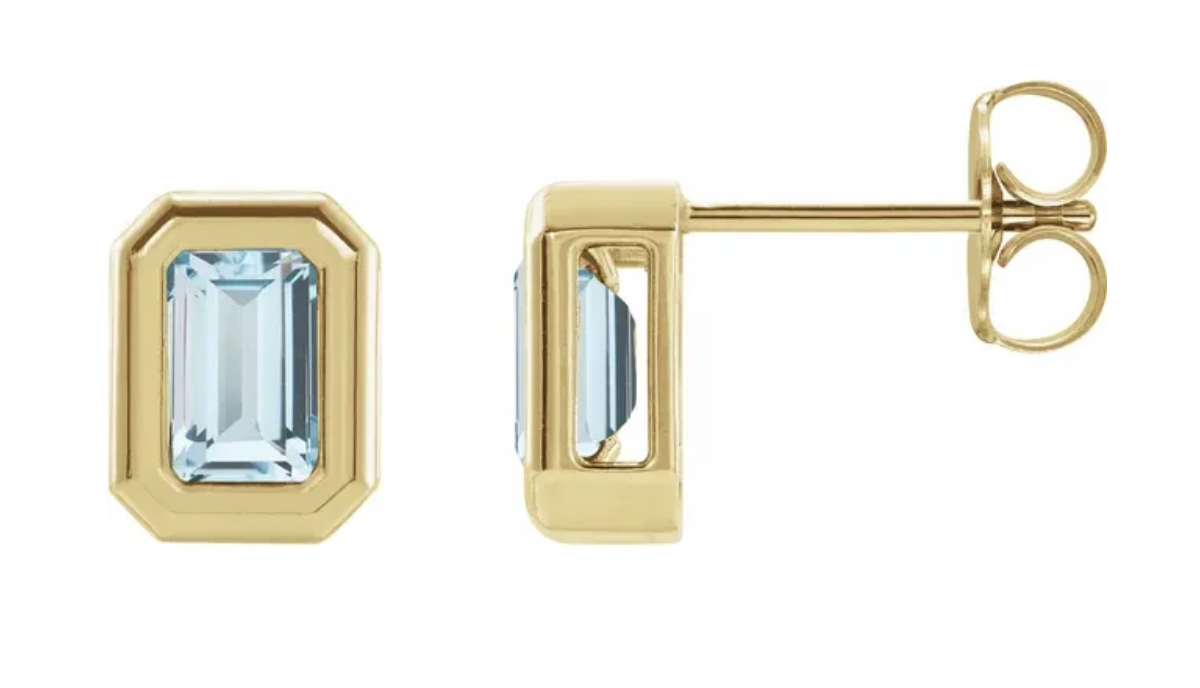 Blue Topaz Bezel Set Earrings