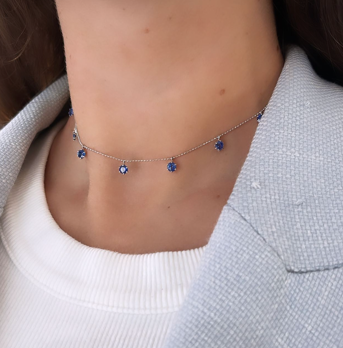 Blue Sapphire Floating Necklace
