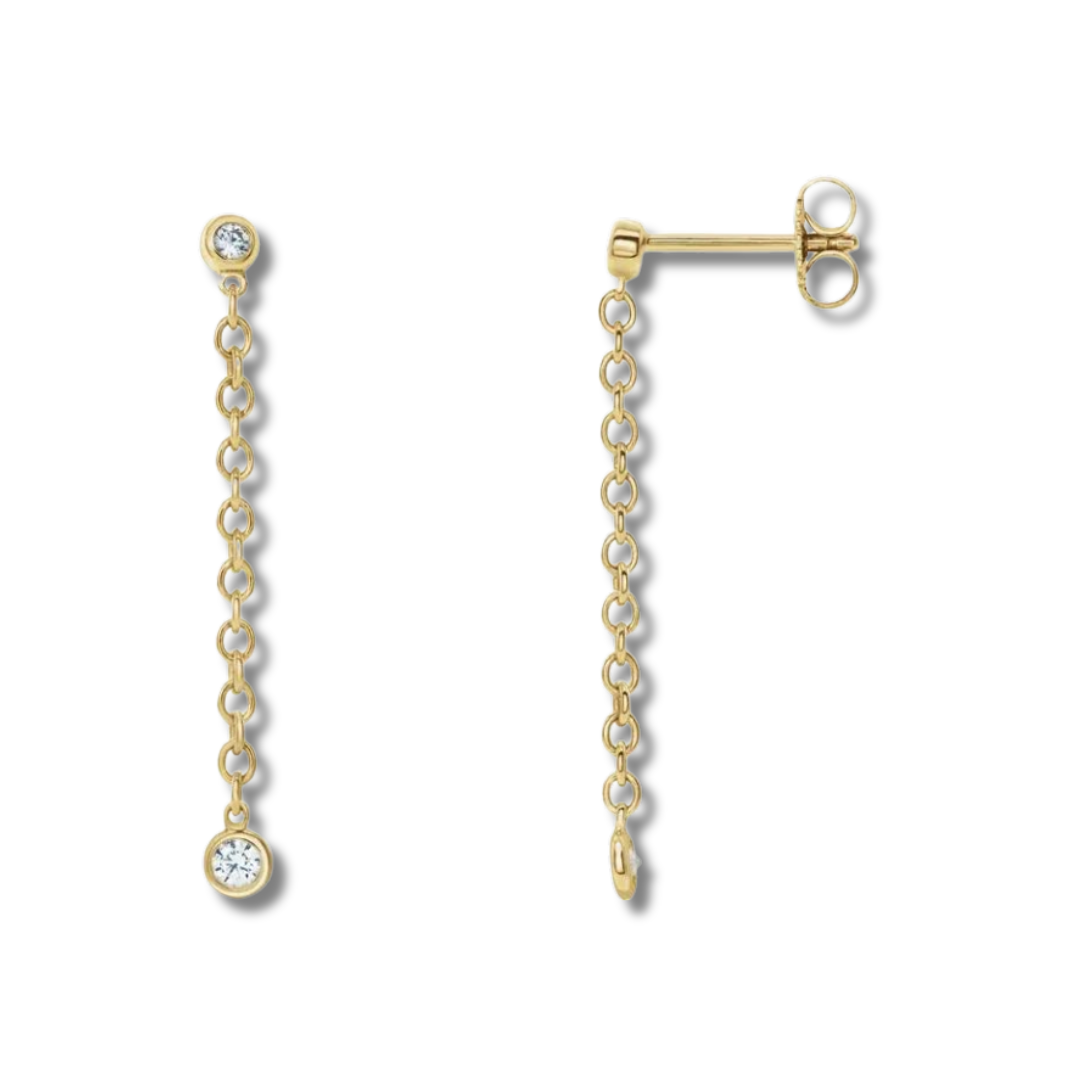 Diamond Drop Chain Earrings