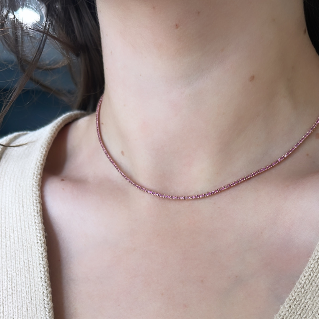 Pink Sapphire Necklace 16"