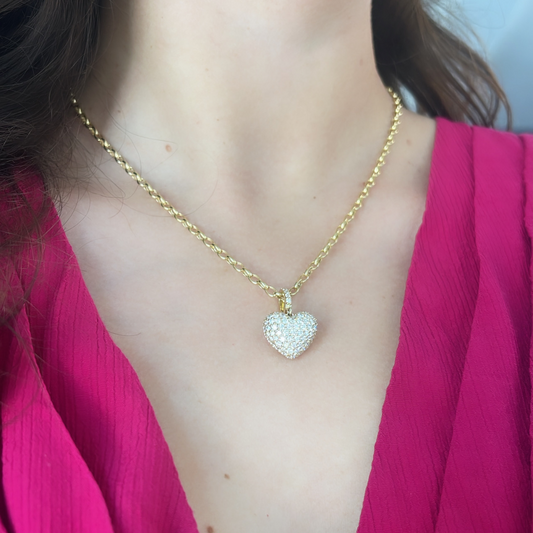 Diamond Puffy Heart Necklace