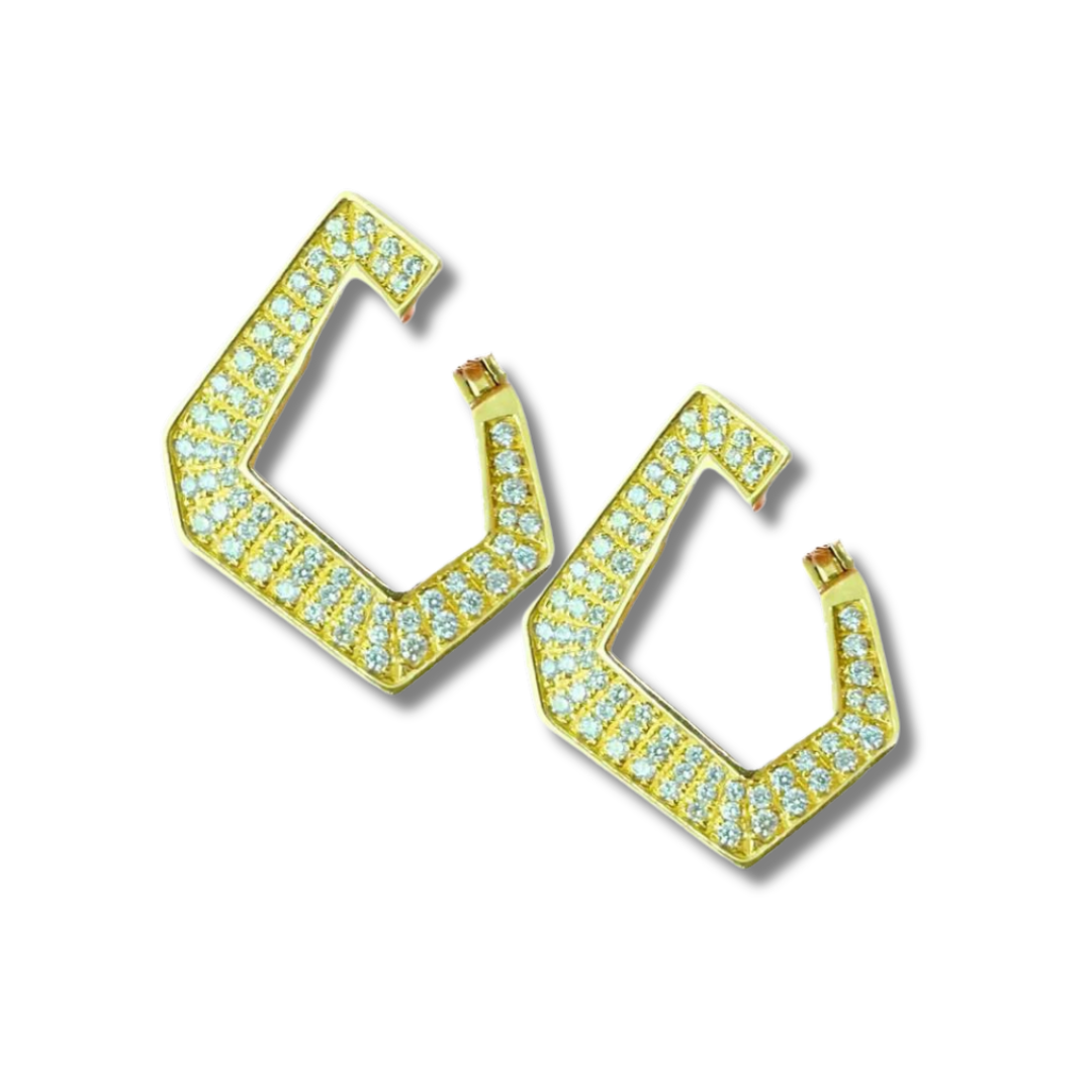 Diamond Pave Geometric Hoop