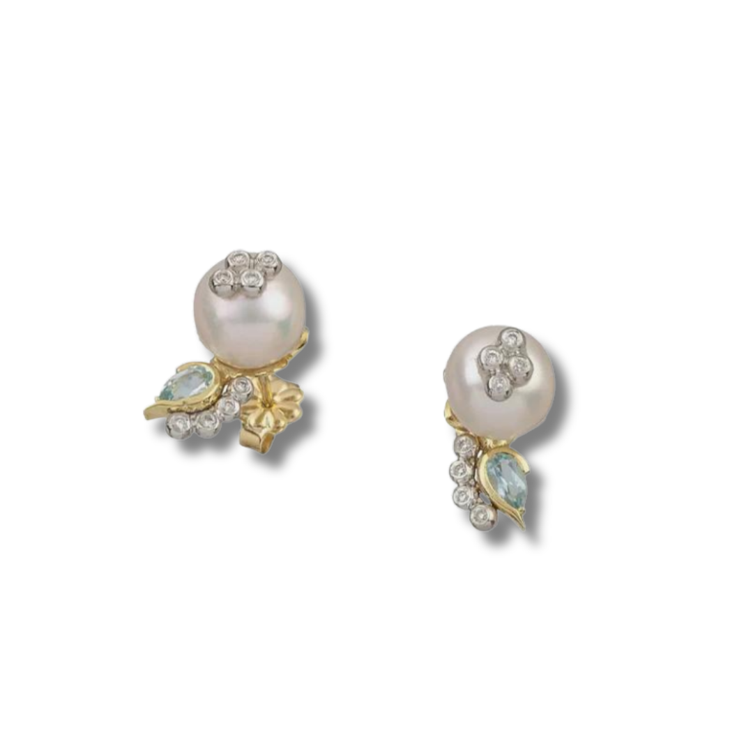 Treasure Pearl Earrings in Light Blue