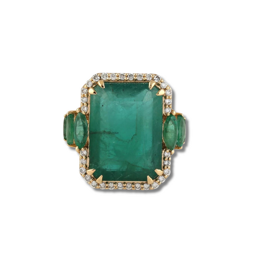 Bemba Emerald and Diamond Ring