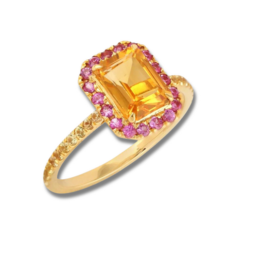 Citrine and Pink Sapphire Cocktail Ring