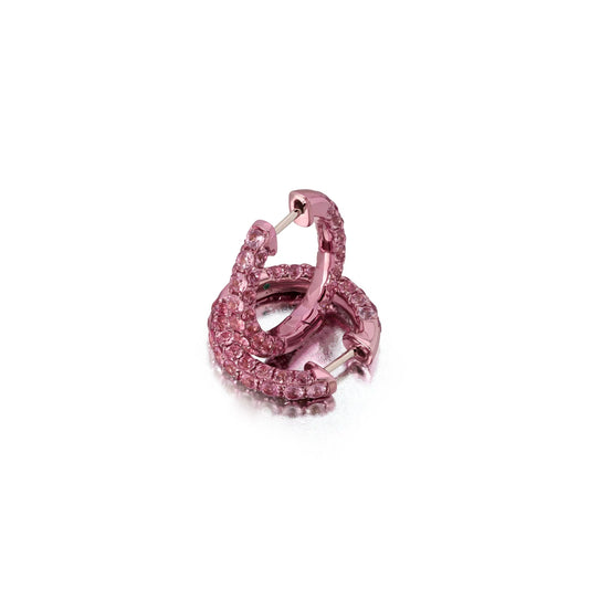 3 Sided Pink Sapphire Hoops