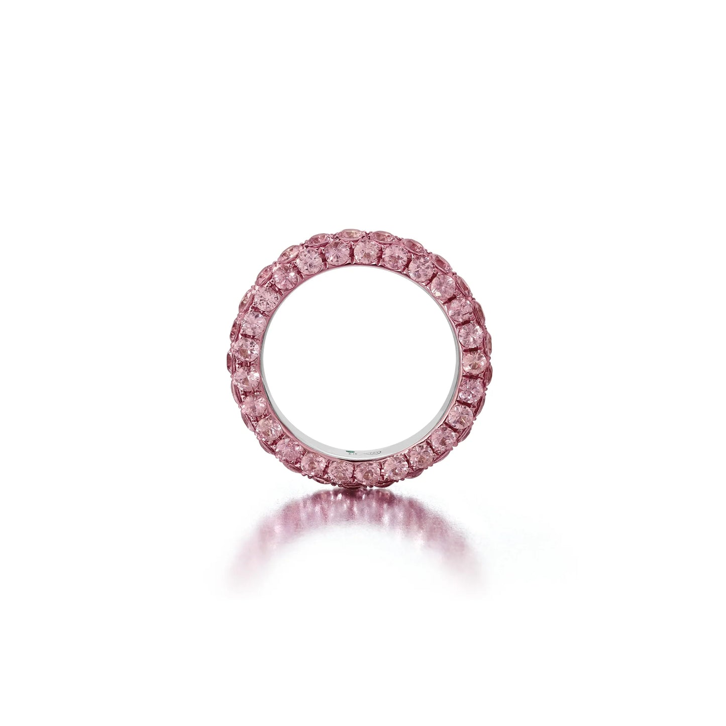 3 Sided Pink Sapphire and Rhodium Ring