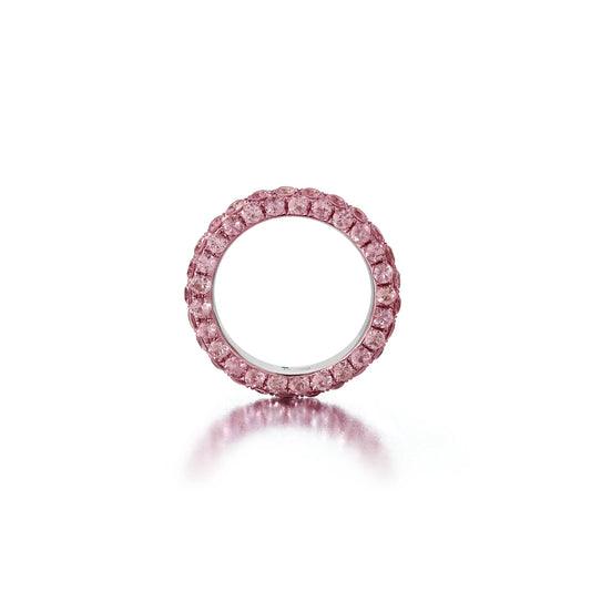 3 Sided Pink Sapphire and Rhodium Ring