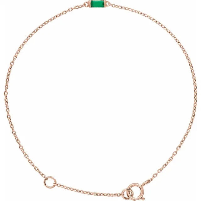 Straight Baguette Emerald Bracelet