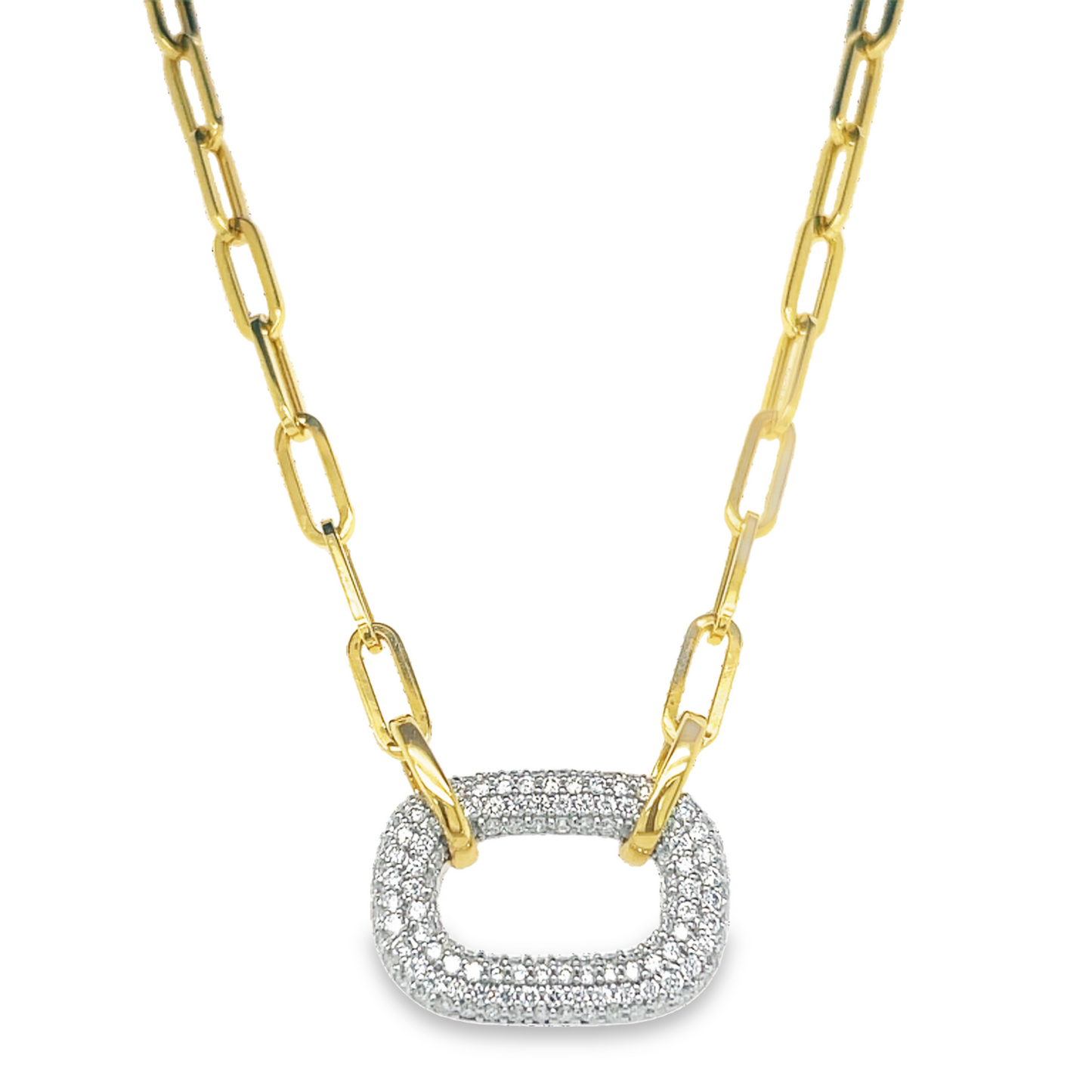Two Toned Pave Diamond Necklace