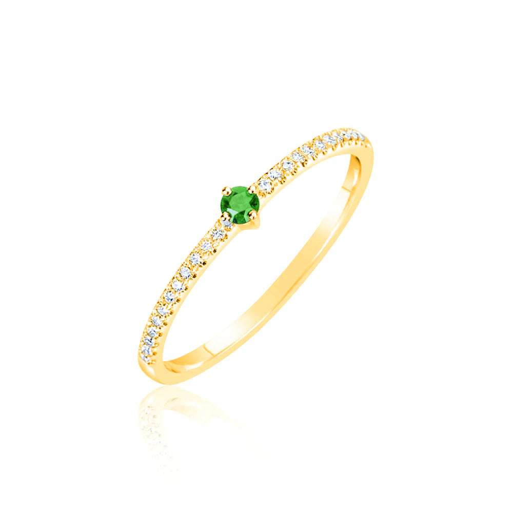 Diamond and Round Emerald Stacking Ring