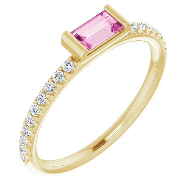 Pink Sapphire Baguette Ring