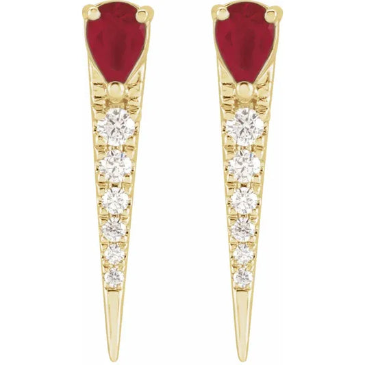 Diamond and Ruby Spike Earrings