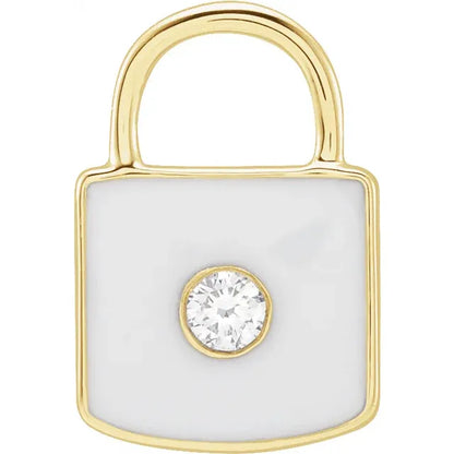 Diamond Enamel Lock Pendant