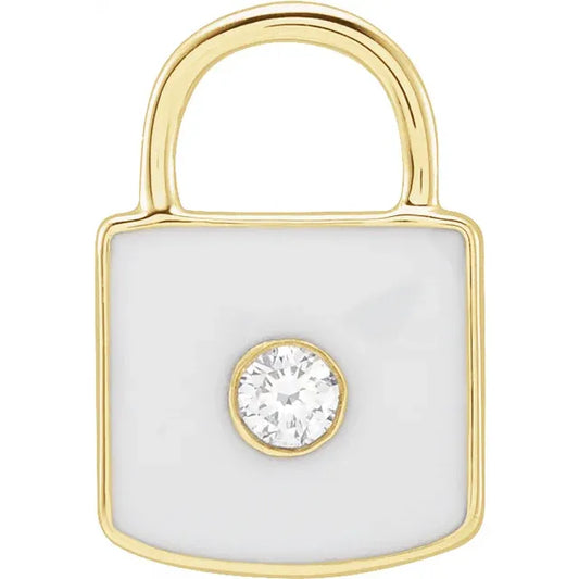 Diamond Enamel Lock Pendant