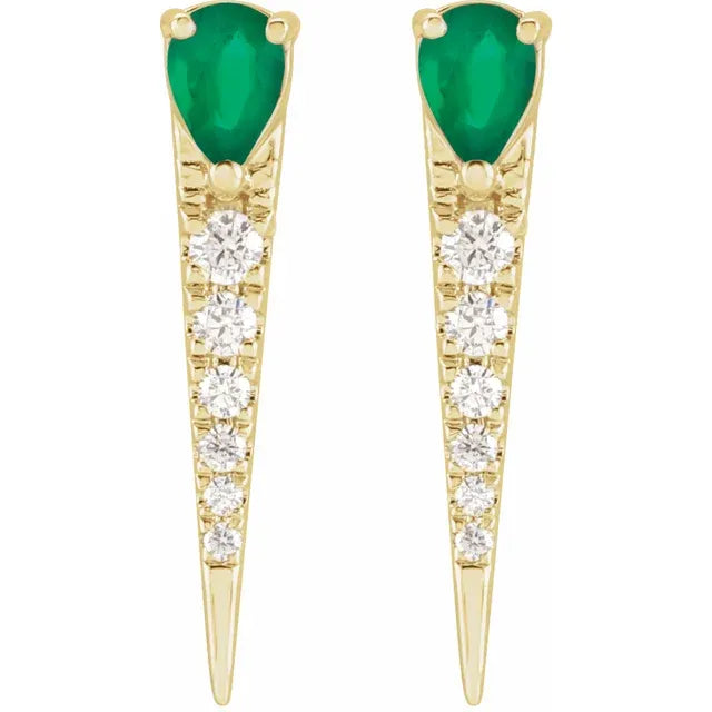Diamond and Emerald Spike Earrings