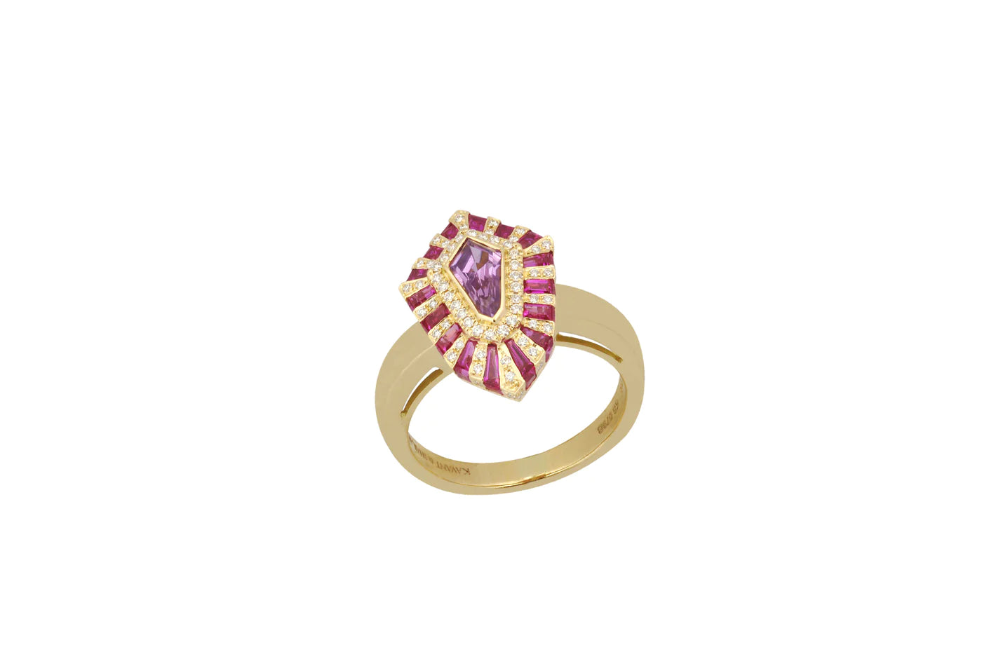 Twist Pink Sapphire Shield Ring