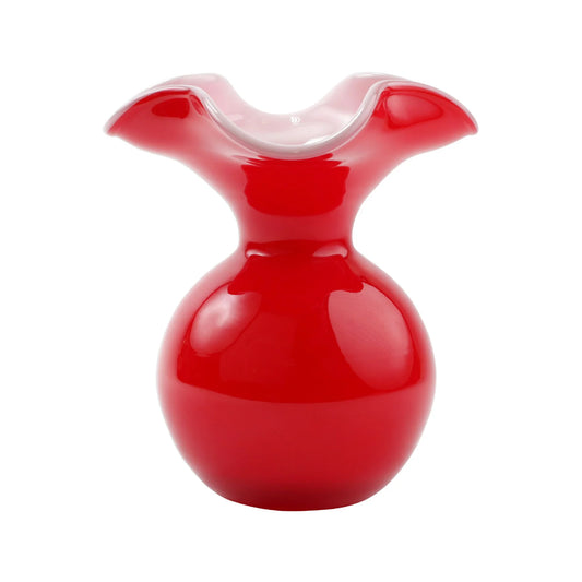 Medium Hibscus Glass Red Fluted Vase