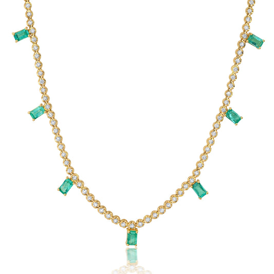 Emerald Drop Tennis Necklace