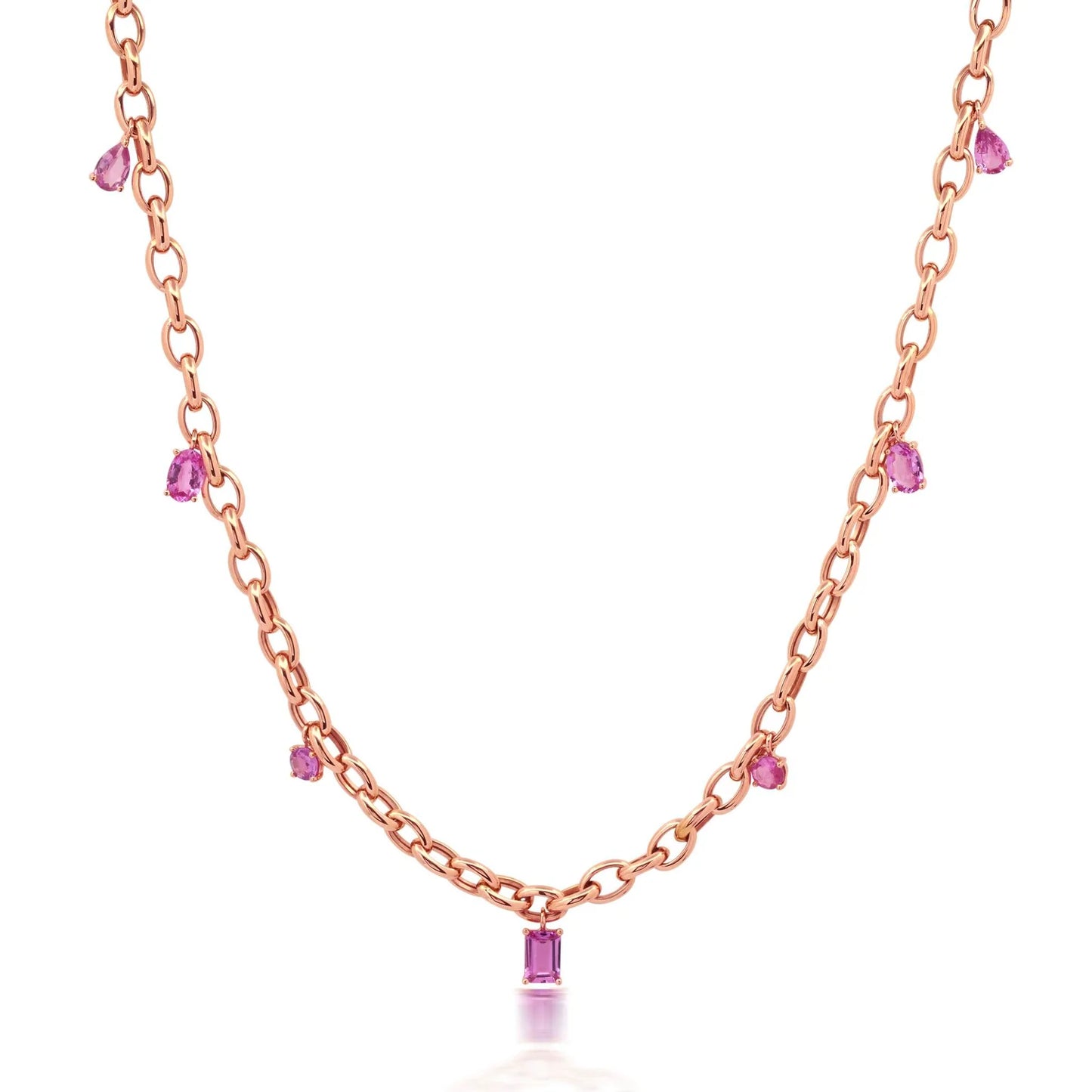 Pink Sapphire Link Necklace