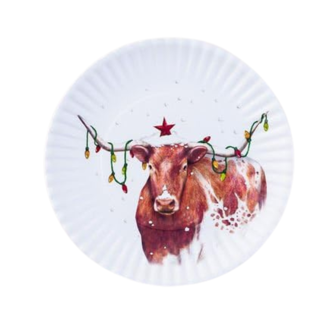 Melamine Longhorn Christmas Plate
