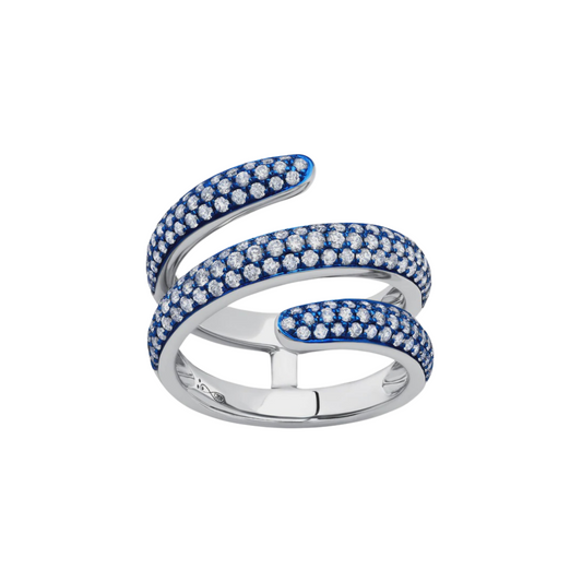 Blue Rhodium & Diamond Wrap Ring