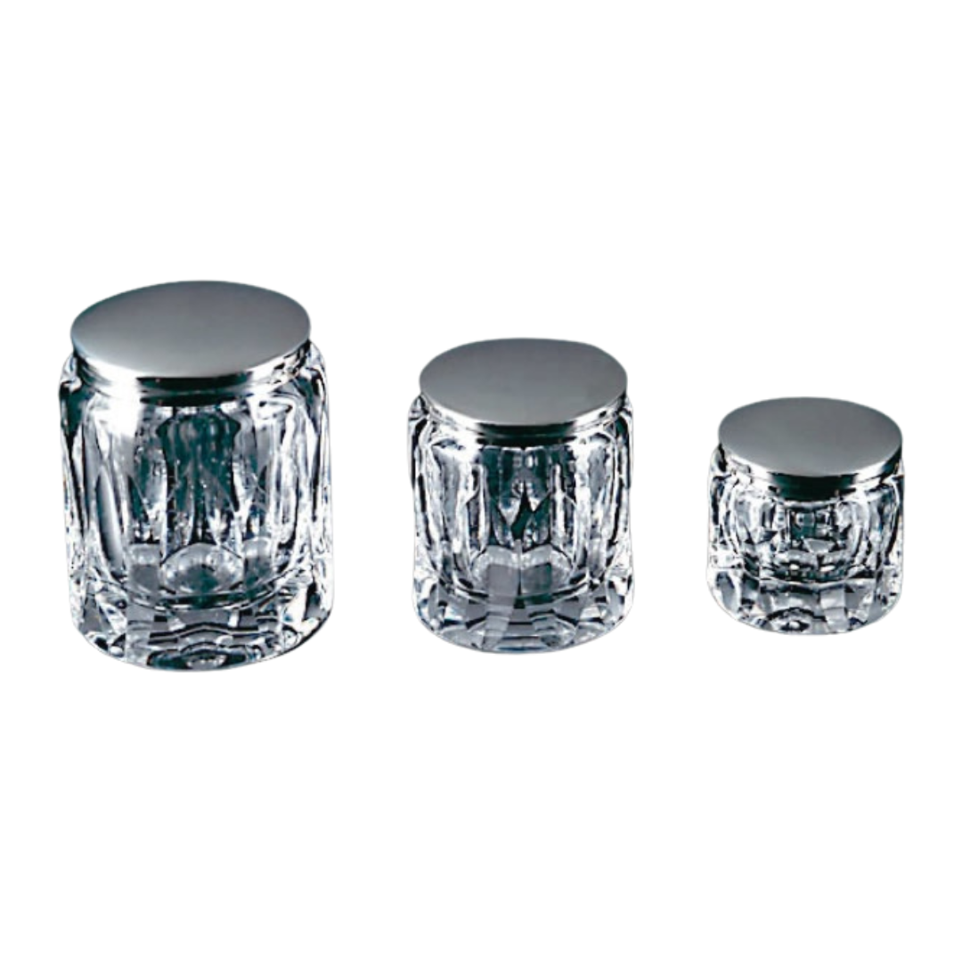 Crystal Jar Faceted Cut with Silverplated Lid