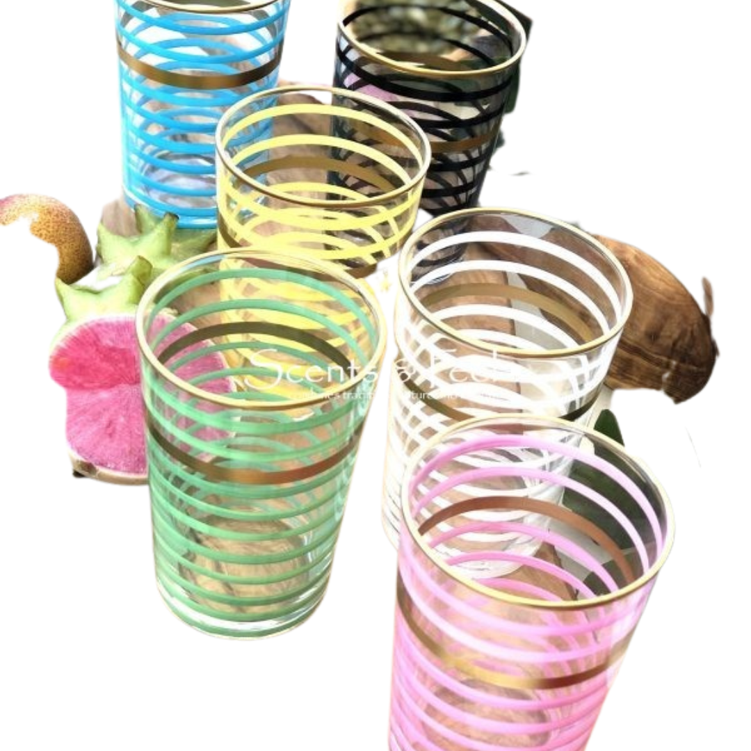 Rainbow Striped Tea Glasses