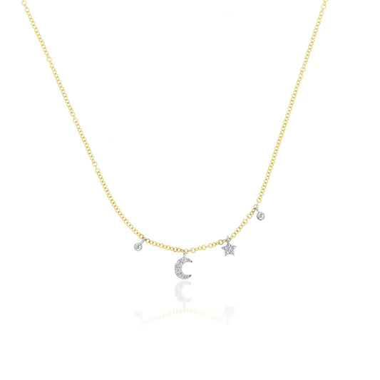 Moon and Star Charm Necklace