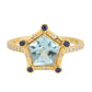 Sapphire and Topaz Pentagon Ring