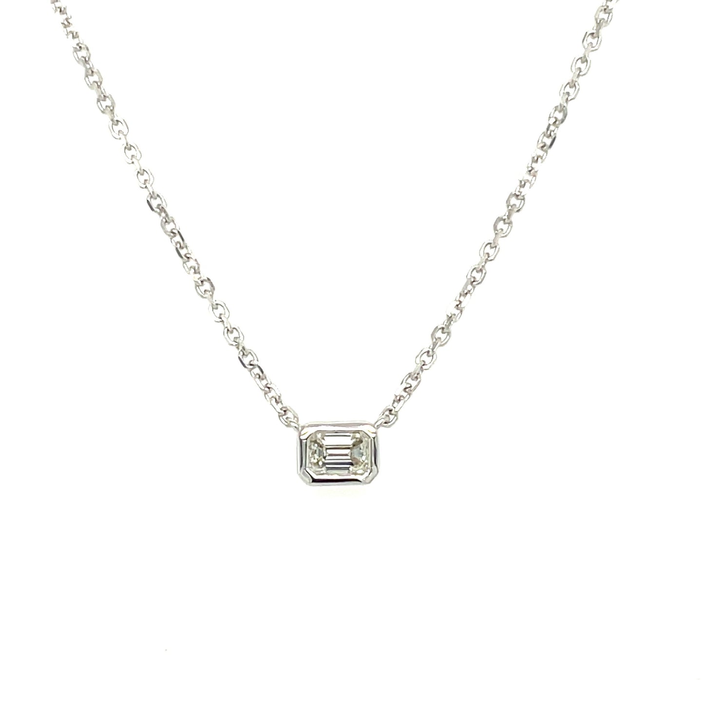 Emerald Diamond Bezel Necklace